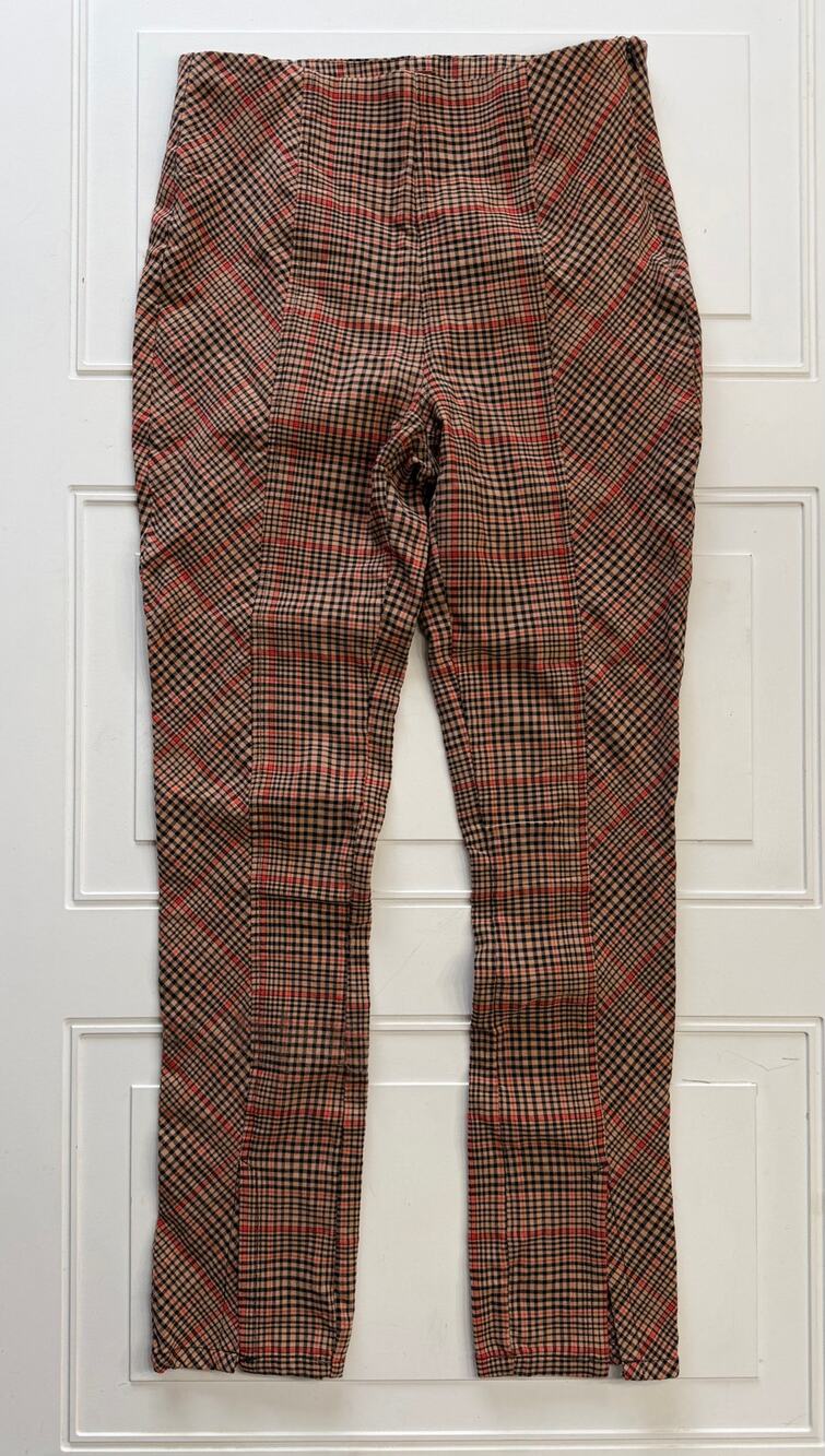 Free People Womens Sz 6 Plaid Brown High Rise Straight Leg Trousers Pants